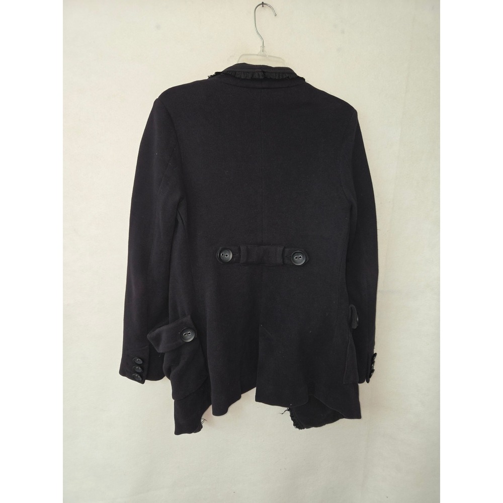 Free People Knit Blazer Womens Medium Black Lace Trim Shawl Collar Jacket Goth - Picture 2 of 12